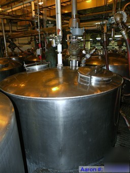 Used- lee metal products tank, 1500 gallon, stainless s