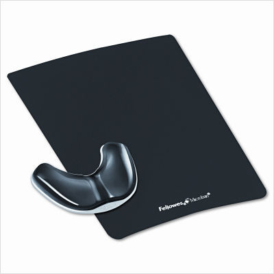 Gel gliding palm support with mouse pad, black
