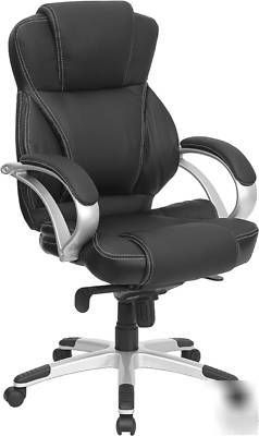 300. black leather executive high back office chair 