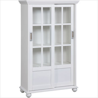 Altra bookcase w sliding glass doors high gloss white