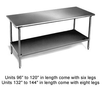 Eagle T2460B work table, stainless steel top, galvanize