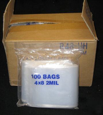 4 x 8 clear poly ziplock zip lock bags baggie 50