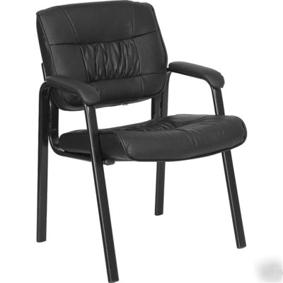 (8) black leather guest reception chairs free shipping