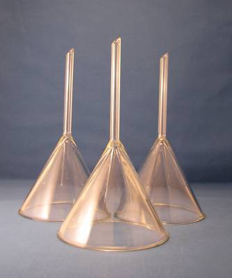 Pyrex glass funnels 60 degree 190MM h x 100MM od qty 3