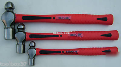 Bergen 3PC ball pein hammers set 8 16 32OZ tpr handle