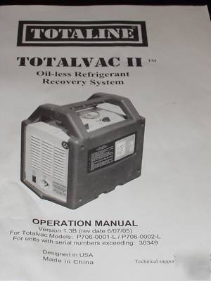 Oil-less refrigerant recovery machine by totaline 