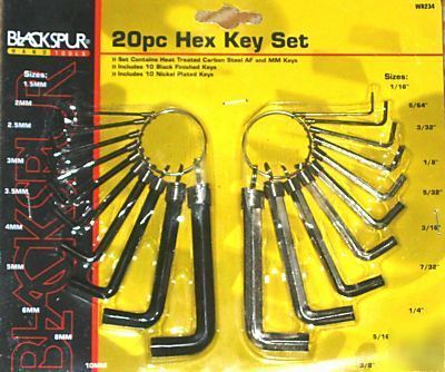 20PC hex key set allen keys blackspur tool