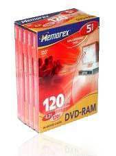 Memorex dvd-ram 4.7GB pk 5 discs for video in dvd cases