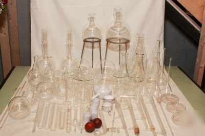 82PCS pyrex kimax lab glassware flasks beakers and more