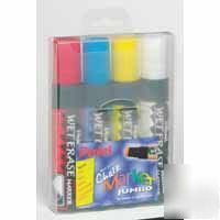 4 coloured jumbo pentel chalk glass pens markers 
