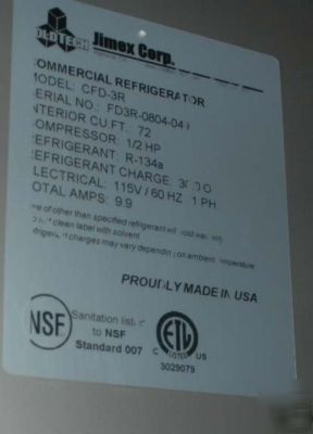 Coldtech cfd-3R 3 door 72 cubic ft refrigerator 6533