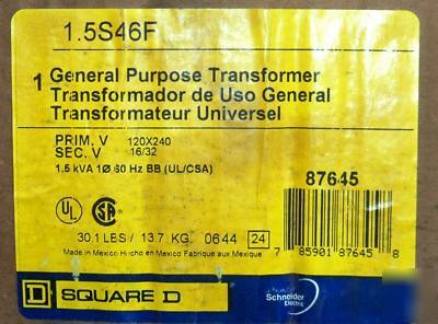 New 1.5S46F square d buck and boost transformer 