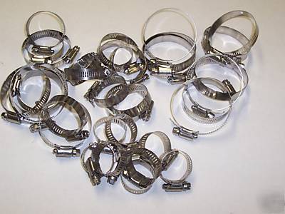 New 50 stainless steel worm gear hose clamps - 4 sizes