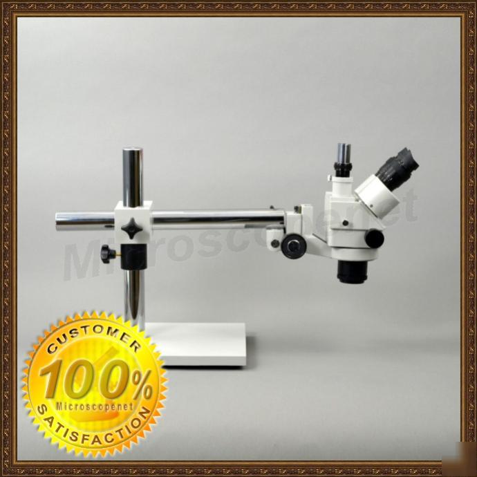Trinocular stereo zoom microscope 3.5X~90X + boom stand