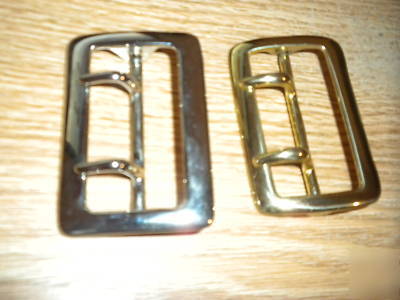 New set of 2 duty belt buckles silver/gold color police