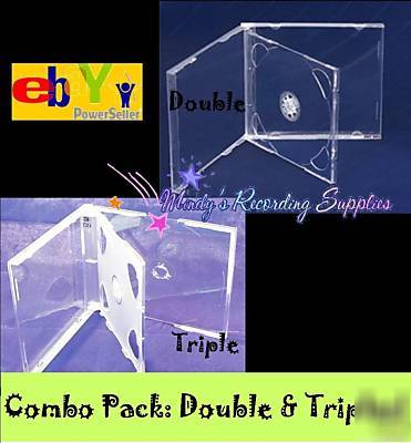 10 pack clear slim cd dvd jewel cases for 2 & 3 discs