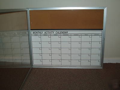 Enclosed bulletin board & dry erase whiteboard calendar