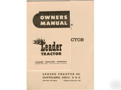Leader tractor owners manual parts catalog ohio *