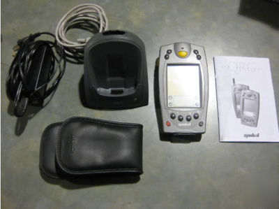 Symbol SPT1800 pda barcode scanner, dock, cables & case