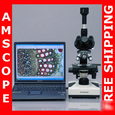 40X-2000X trinocular biological microscope + 3M camera