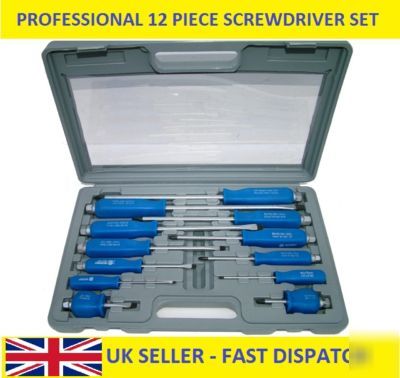 Pro 12 piece screwdriver slotted flat philips head set 