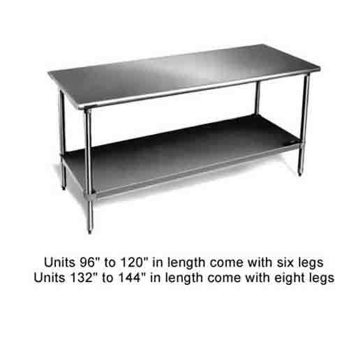 Eagle T3060SB work table, stainless steel top, undershe