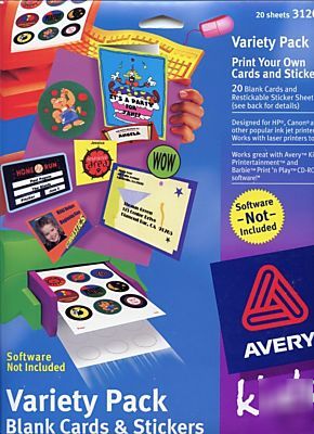New 2 pkg avery 3120 kids blank greeting cards sticker 