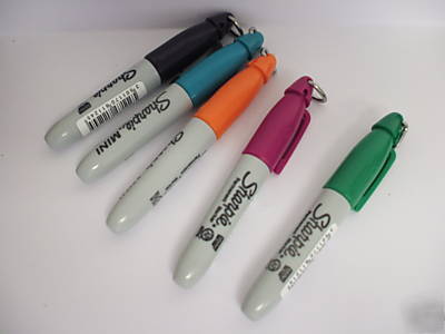 5 sharpie permanent marker pens 5 deep colours & keyfob