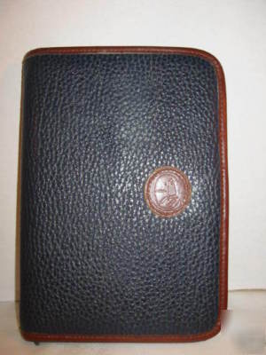 Navy blue/brown trim leather organizer/planner