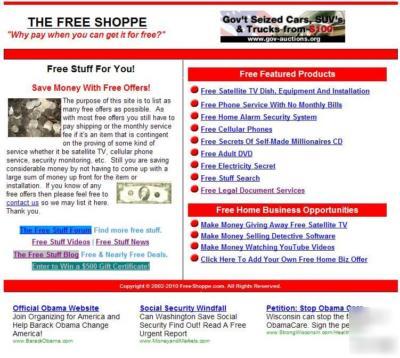 Freeshoppe.com - free stuff website. traffic. google.