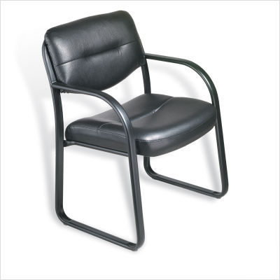 New boss office products black leather guest chair 