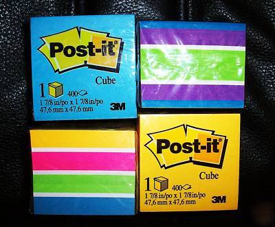 New lot of 4 post-it cubes 2 x 2 (1600 sticky notes) 
