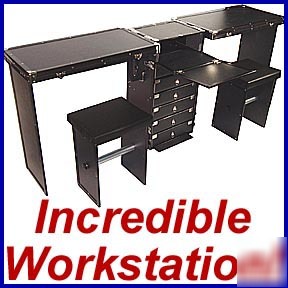 Portable desk multi use/collapsible workstation case 