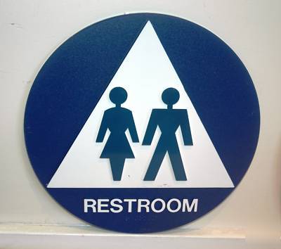 Unisex restroom sign blue 12