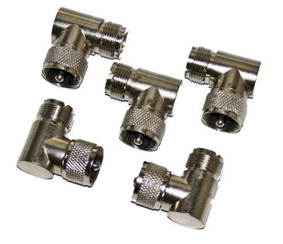 5 lot uhf right angle adapter pl-259 male to so-239 f