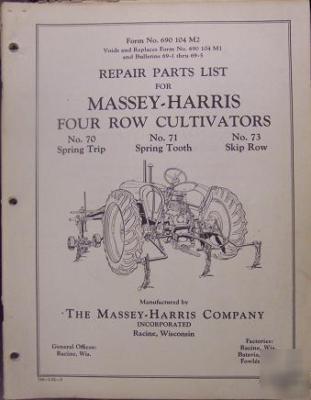 Massey harris 70,71,73 mounted cultivators parts manual