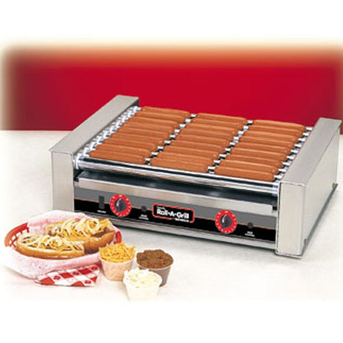 Nemco 8027 hot dog grill, chrome rollers, 27 dogs, roll