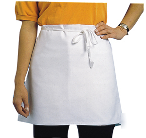 New 12 4-way waist aprons white bar bistro kitchen 1 dz