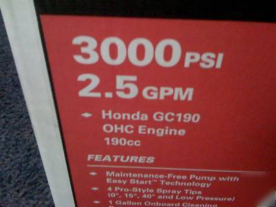 Powerboss 3000 pressure washer 2.5GPM honda motor GC190