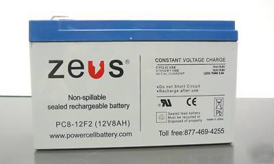 12V 8AH sla replacement battery - zeus F2 terminals