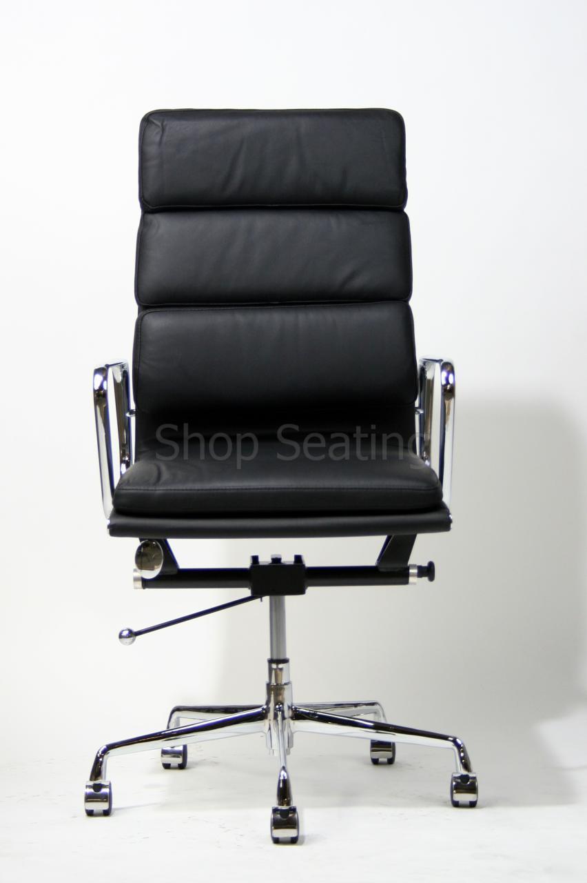 Modern black high back softpad leather management chair