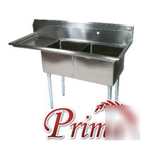 Bk resources stainless 2 compartment sink 16X20X12 1-db