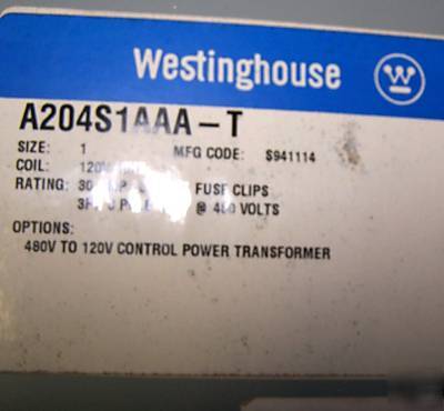 Westinghouse size 1 fused combination motor starter 120