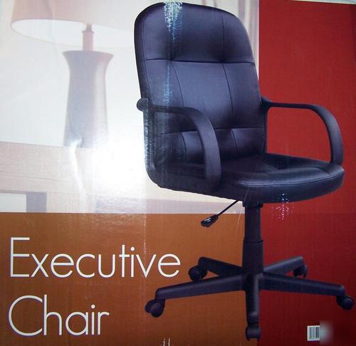 Executive computer chair/black faux leather/ 