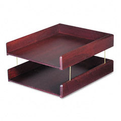 Advantus 02213 genuine hardwood double desk tray, lette