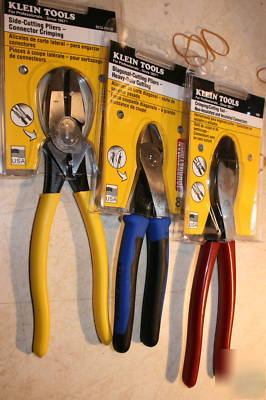 Klein tools 3 pliers lot D213-9NECR J2000-48 1005 