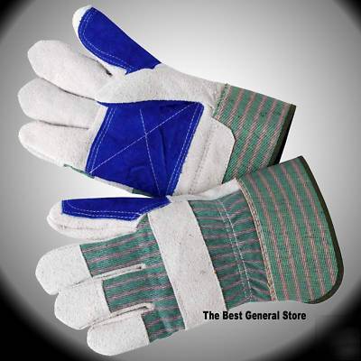 3 pair genuine leather reinforced work gloves wholesale