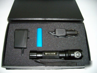 Bright police flashlight torch with battery & charger