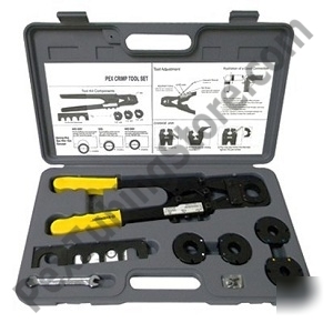 Pex crimper tool kit for all 5 tubing sizes