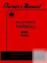 Farmall international 200 tractor operator owner manual